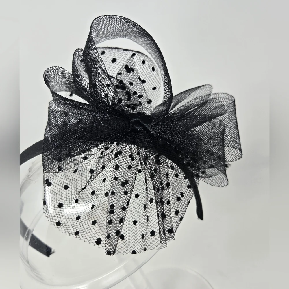 HANDMADE SET OF 4 BLACK FASCINATOR HEADBAND HAIR ACCESSORY BACHELORETTE WOMEN OS